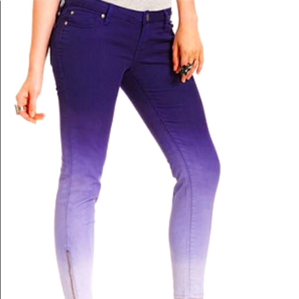 JESSICA SIMPSON Denim Purple Ombre Jeans Kiss Me Ankle Skinny  Size 26 - Picture 2 of 8